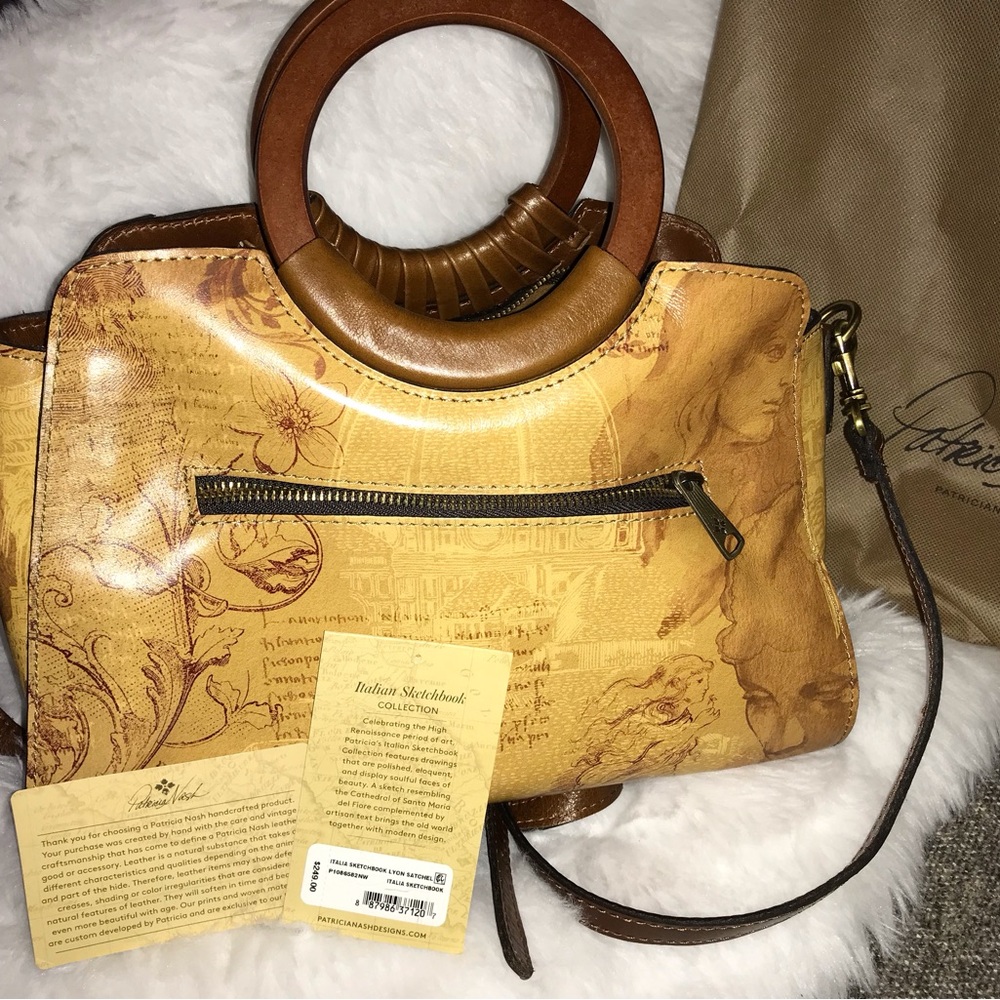 Patricia Nash Italian Sketchbook Tan Shoulder Bag